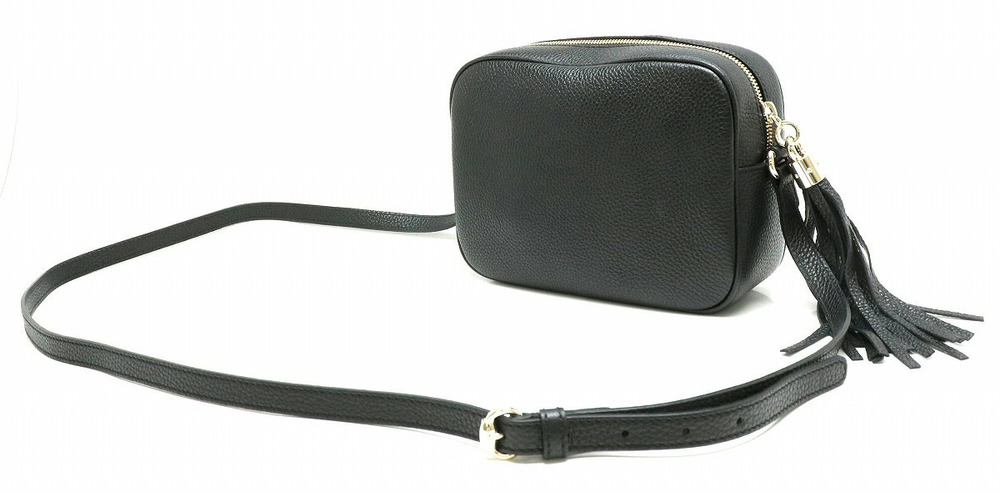 Gucci Black Shoulder Tassel Fringe Bag Disco Soho Leather Black
